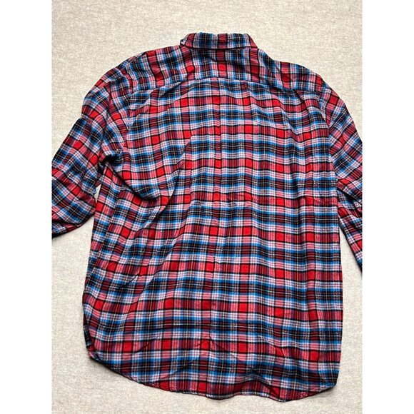 Vintage Outdoor Exchange Red Plaid Flannel Button Down Shirt Men's XL Tall - Picture 7 of 9